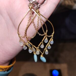 Elegant Gold and White Teardrop Earrings